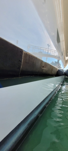 Megayacht 106 mtr waterline, 20 micron application PG4400- before